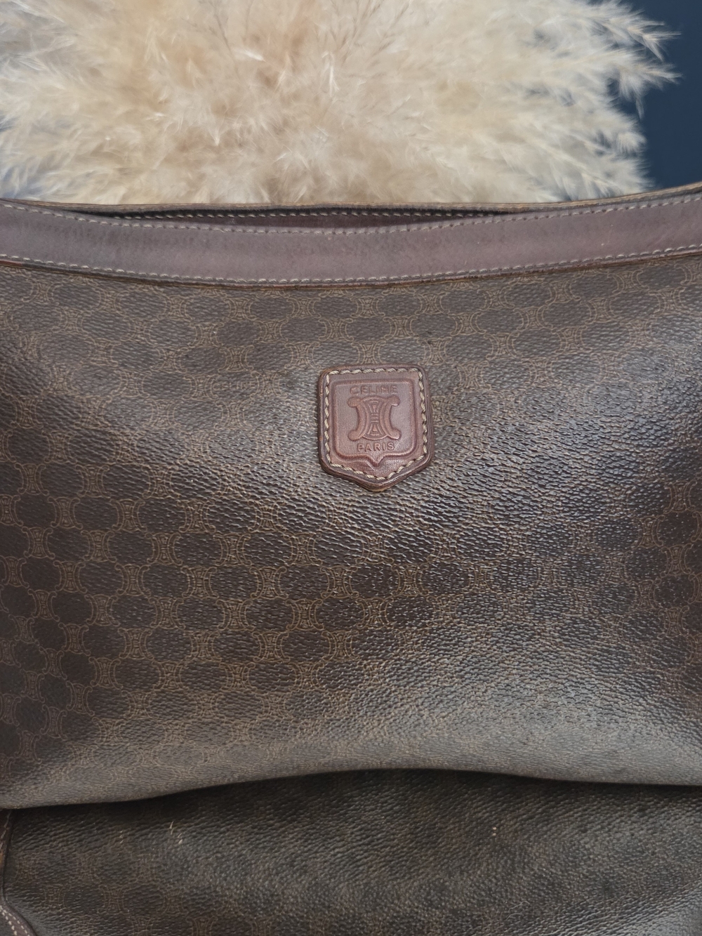 Celine Paris Vintage Macadam Brown Coated Canvas Leather Clutch Portfolio Italy - Picture 5 of 16